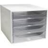 Exacompta 228323D ECOBOX Schubladenbox mit 4 Schubladen Kristall
