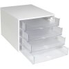 Exacompta 228323D ECOBOX Schubladenbox mit 4 Schubladen Kristall