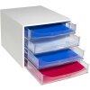 Exacompta 228323D ECOBOX Schubladenbox mit 4 Schubladen Kristall