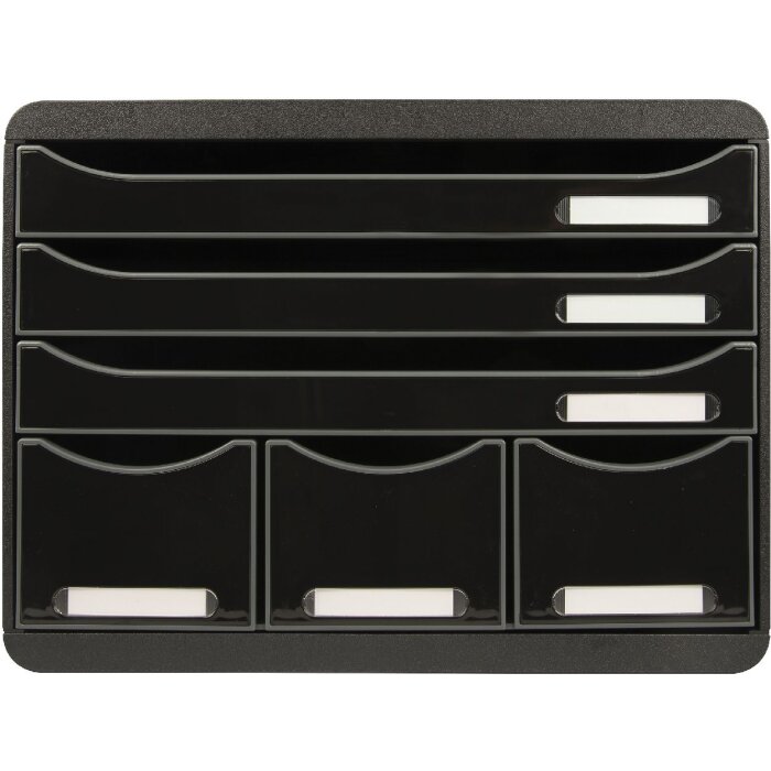 Exacompta Schubladenbox STOREBOX 6 offene Schubladen Schwarz Glossy