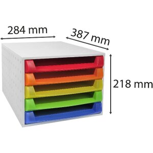 221098D Schubladenbox THE BOX 5 offene Schubladen Linicolor Regenbogen