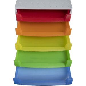 221098D Schubladenbox THE BOX 5 offene Schubladen Linicolor Regenbogen