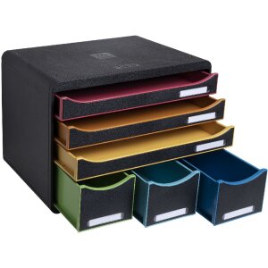 Exacompta 306914D Schubladenbox STOREBOX 6 offene Schubladen Schwarz Harlekin