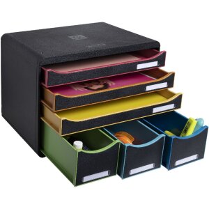 Exacompta 306914D Schubladenbox STOREBOX 6 offene Schubladen Schwarz Harlekin