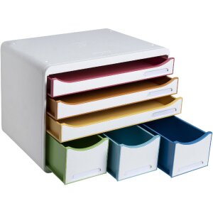 Exacompta 306913D Schubladenbox 6 offene Schubladen Black Office Weiß Harlekin