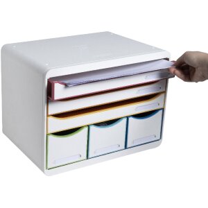 Exacompta 306913D Schubladenbox 6 offene Schubladen Black Office Weiß Harlekin