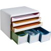 Exacompta 306913D Schubladenbox 6 offene Schubladen Black Office Weiß Harlekin