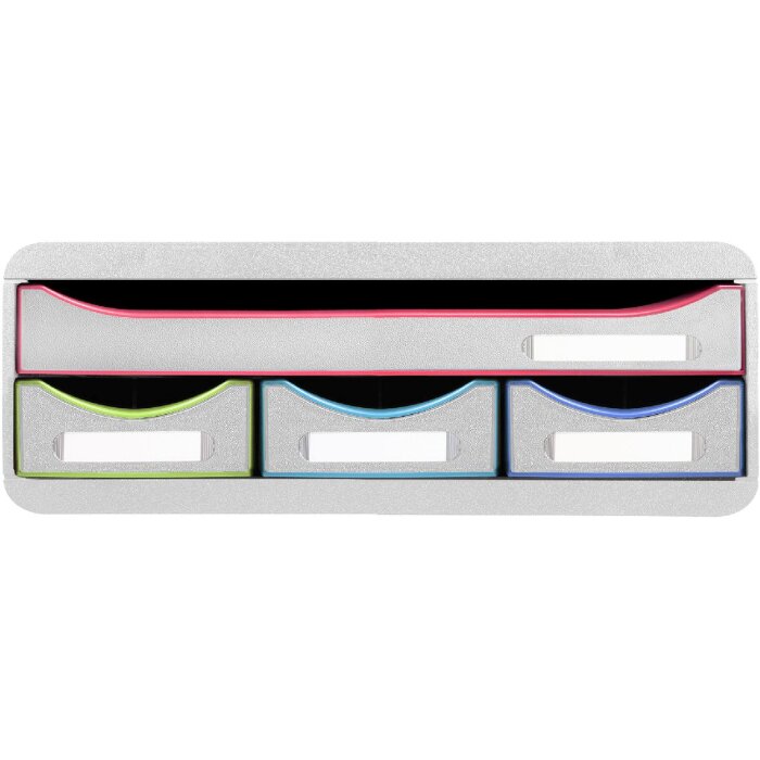 Exacompta 319913D TOOLBOX Ablagemodul 4 Schubladen Weiß Harlekin