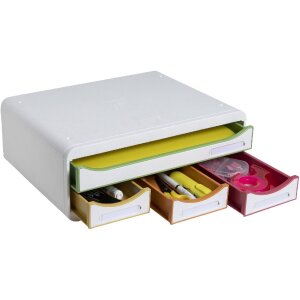 Exacompta 319913D TOOLBOX Ablagemodul 4 Schubladen Weiß Harlekin