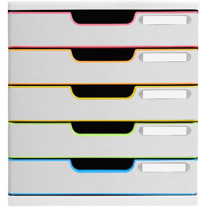 Exacompta 301913D Schubladenbox MODULO A4 5 Schubladen Weiß Harlekin