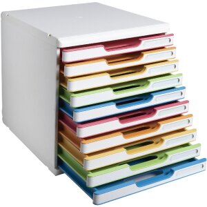 Exacompta 302913D Schubladenbox MODULO A4 10 Schubladen Weiß Harlekin