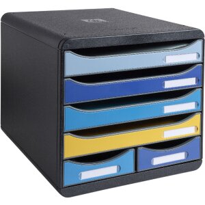 Exacompta 3124202D Schubladenbox BIG BOX MAXI 6 Schubladen Bee Blue