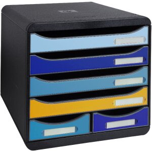 Exacompta 3124202D Schubladenbox BIG BOX MAXI 6 Schubladen Bee Blue