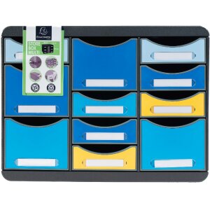 Exacompta 3137202D Schubladenbox STORE BOX MULTI 11 Schubladen Bee Blue Sortiert