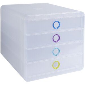 Exacompta Chromaline Schubladenbox 4 Schubladen POP-BOX für A4+ Dokumente