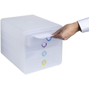 Exacompta Chromaline Schubladenbox 4 Schubladen POP-BOX für A4+ Dokumente
