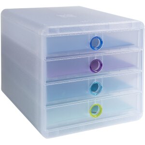 Exacompta Chromaline Schubladenbox 4 Schubladen POP-BOX für A4+ Dokumente