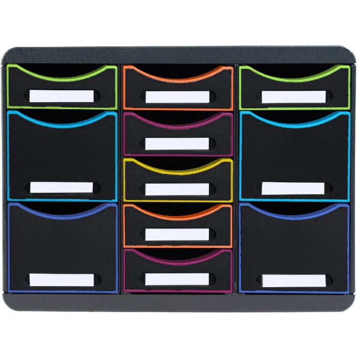 Exacompta Schubladenbox STORE BOX MULTI 11 Schubladen Black Office Schwarz