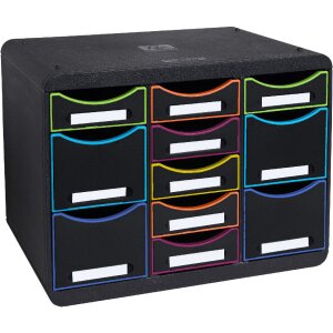 Exacompta Schubladenbox STORE BOX MULTI 11 Schubladen Black Office Schwarz