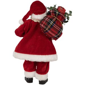 Clayre & Eef 65596 Украшение Дед Мороз 27 см красный классический текстиль пластик