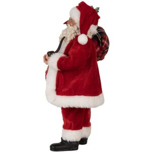 Clayre & Eef 65596 Украшение Дед Мороз 27 см красный классический текстиль пластик