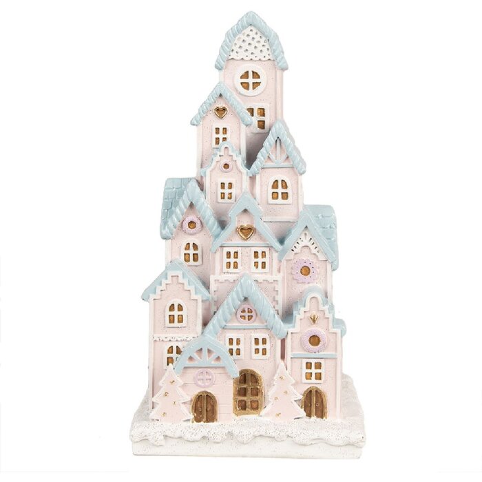 Clayre & Eef 6PR4202 Украшение Дом со светодиодами 13x13x26 см