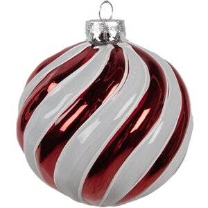 Clayre Eef Weihnachtskugel Glas Rot Weiß Ø10...