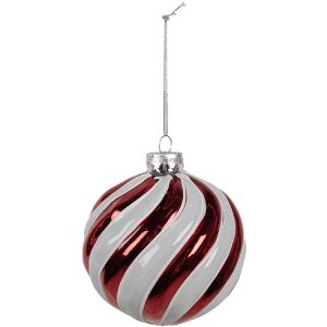 Clayre Eef Weihnachtskugel Glas Rot Weiß Ø10...