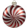 Clayre Eef Christmas Bauble Glass Red White 8x3x8 cm Classic Christmas Decoration