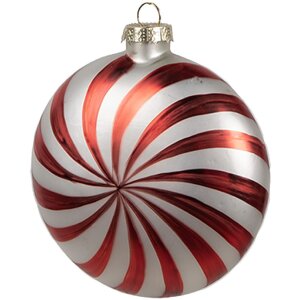 Clayre Eef Weihnachtskugel 10x4x10 cm Rot Weiß Glas...