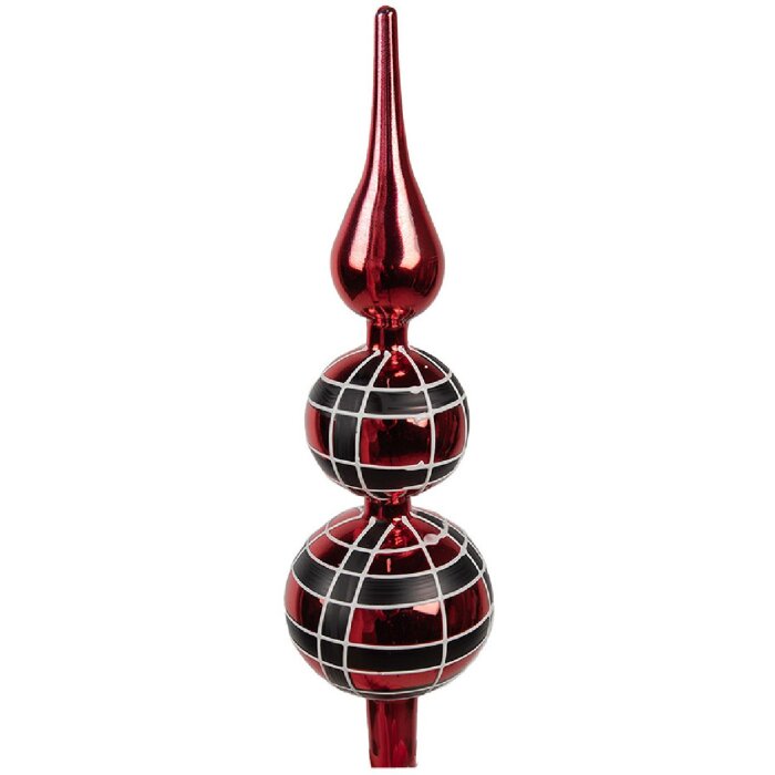 Clayre Eef 6GL4652 Christmas Tree Topper Red Glass Ø 8x30 см Елочное украшение