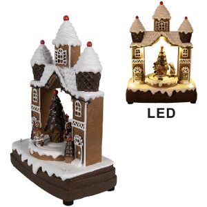 Clayre Eef 6PR4312 Lebkuchenhaus LED Musik Weihnachtsdeko...