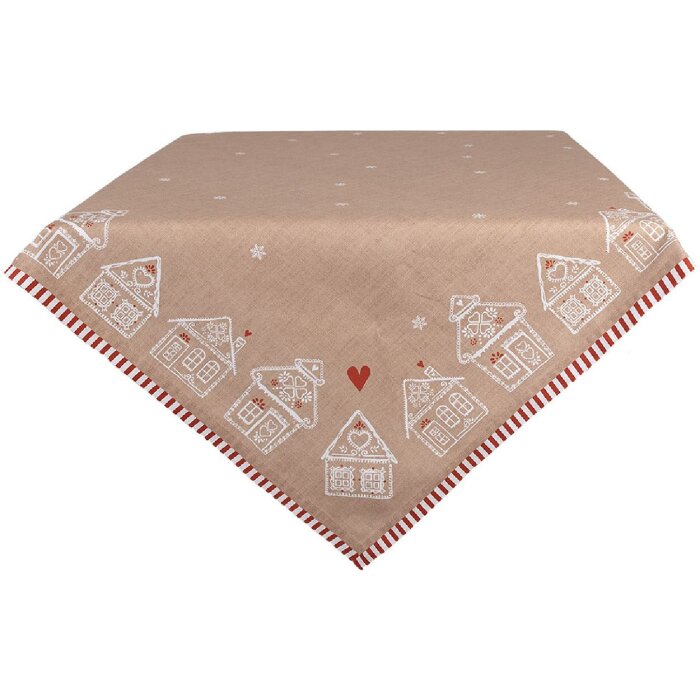 Clayre Eef скатерть пряничный домик 100x100 см коричневый хлопок стиль кантри
