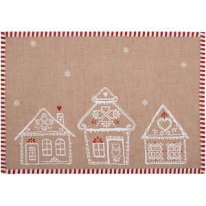 Clayre Eef Tischsets 6er Set 48x33 cm Braun Lebkuchenhaus Baumwolle