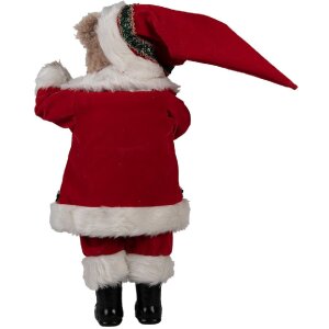 Clayre Eef Weihnachtsdekorationsfigur Bär 51 cm Rot Kunststoff Textil