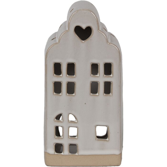 Clayre & Eef 6CE1790 Фарфоровый держатель для чайной лампы Дом бежевый 9x8x18 см Стиль кантри