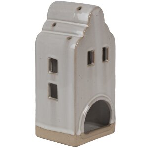 Clayre & Eef 6CE1790 Фарфоровый держатель для чайной лампы Дом бежевый 9x8x18 см Стиль кантри