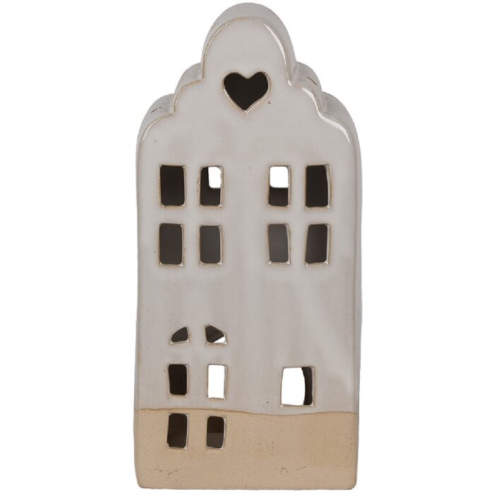 Clayre & Eef 6CE1791 Фарфоровый держатель для чайной лампы Дом бежевый 11x10x23 см