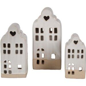 Clayre & Eef 6CE1791 Фарфоровый держатель для чайной лампы Дом бежевый 11x10x23 см