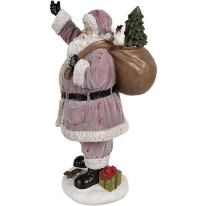 Clayre & Eef Weihnachtsmann Figur Rosa 43 cm Polyresin Weihnachtsdekoration