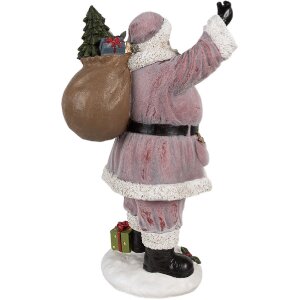 Clayre & Eef Weihnachtsmann Figur Rosa 43 cm Polyresin Weihnachtsdekoration