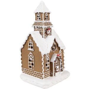 Clayre & Eef Lebkuchenhaus mit LED 13x11x25 cm Polyresin Weihnachtsdekoration