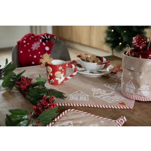 Clayre Eef Tea Towel Brown Round Gingerbread House Cotton 80 cm Country Style