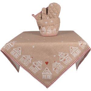 Clayre Eef GBB50 Brotkorb Lebkuchenhaus Braun Rund Baumwolle Ø 15x16 cm