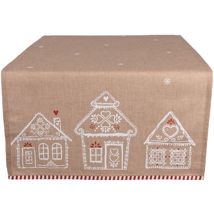 Clayre Eef Tischläufer Lebkuchenhaus 50x140 cm Braun Baumwolle Landhausstil