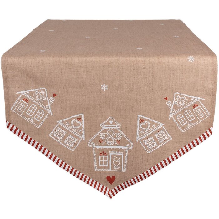 Clayre Eef GBB65 Tischläufer 50x160 cm Braun Baumwolle Lebkuchenhaus