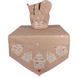 Clayre Eef GBB65 Tischläufer 50x160 cm Braun Baumwolle Lebkuchenhaus
