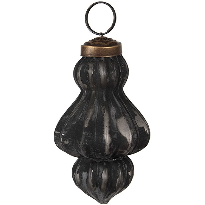 Clayre & Eef 6GL4693 Christmas Tree Bauble Black Grey Ø 5x8 см Стекло