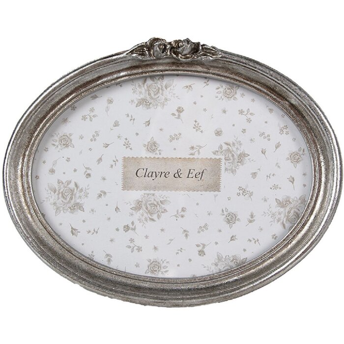 Clayre & Eef 2F1175 Fotorahmen Silberfarbig Oval 18x3x13 cm / 15x10 cm