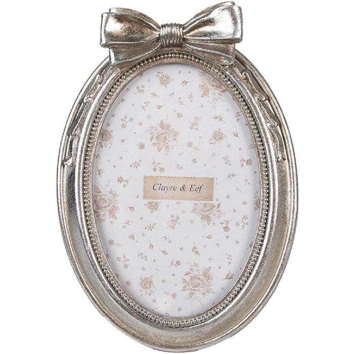 Clayre & Eef 2F1177 Fotorahmen Silber Oval 13x3x19 cm für 10x15 cm Foto
